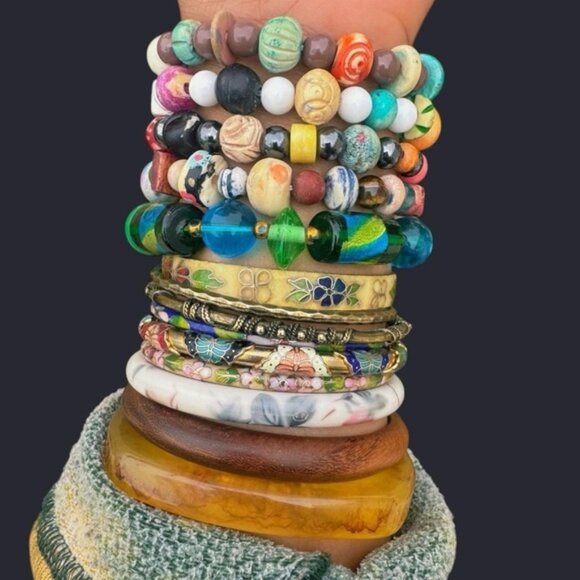 Brown Mixed Bead Boho Bracelet - Picture 4 of 6